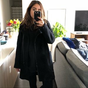 Madewell City Grid Leather Trim Coat